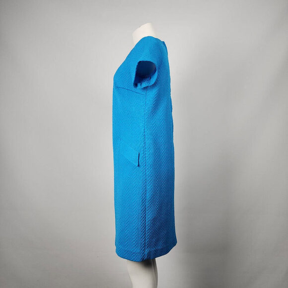 Vintage Blue Short Sleeve Sheath Dress Size M - Picture 6 of 8